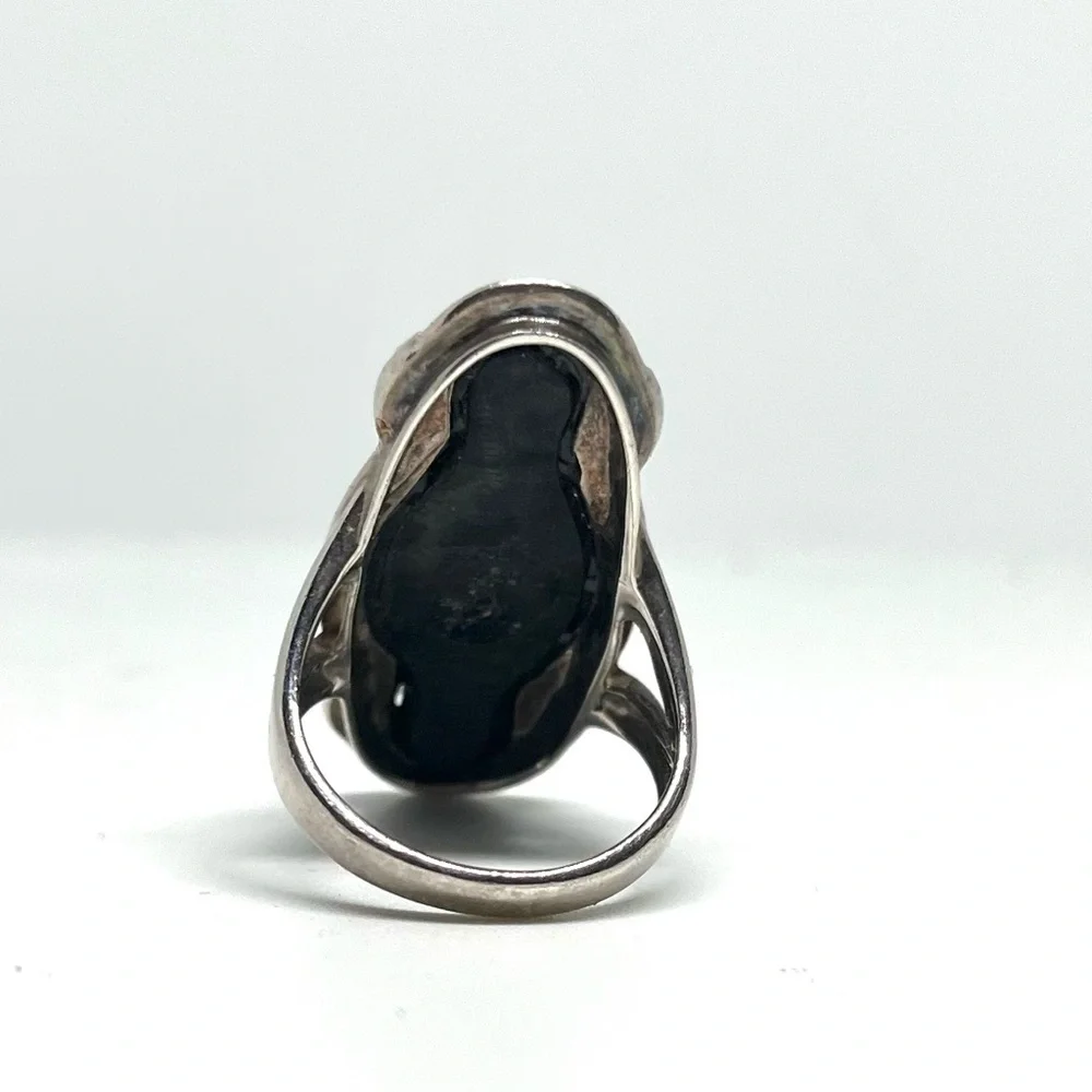 Vintage 925 Marcasite Onyx Ring